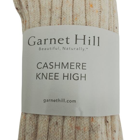 NEW Garnet Hill Socks Knee High 9-11 Tan Donegal 82% Cashmere Warm Cozy Holiday - Picture 3 of 5